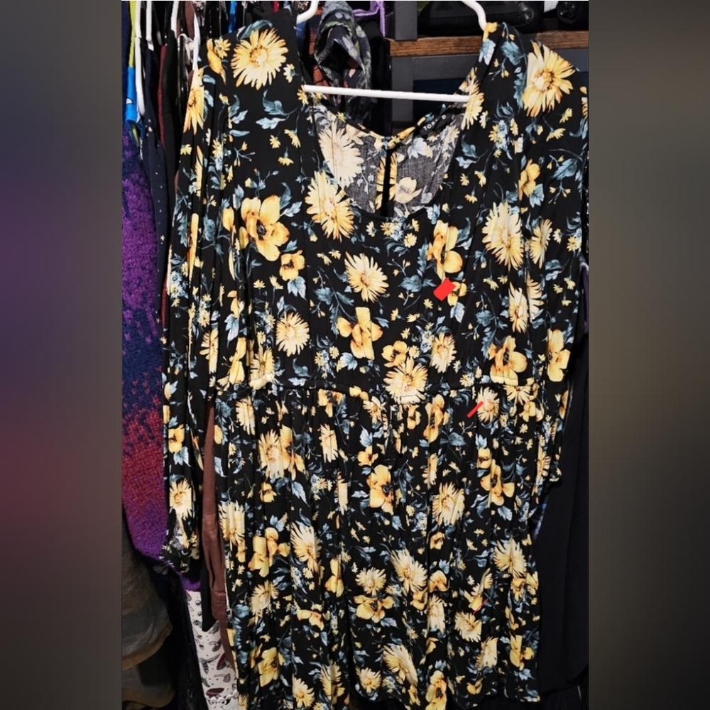 Floral Black and Yellow Dress